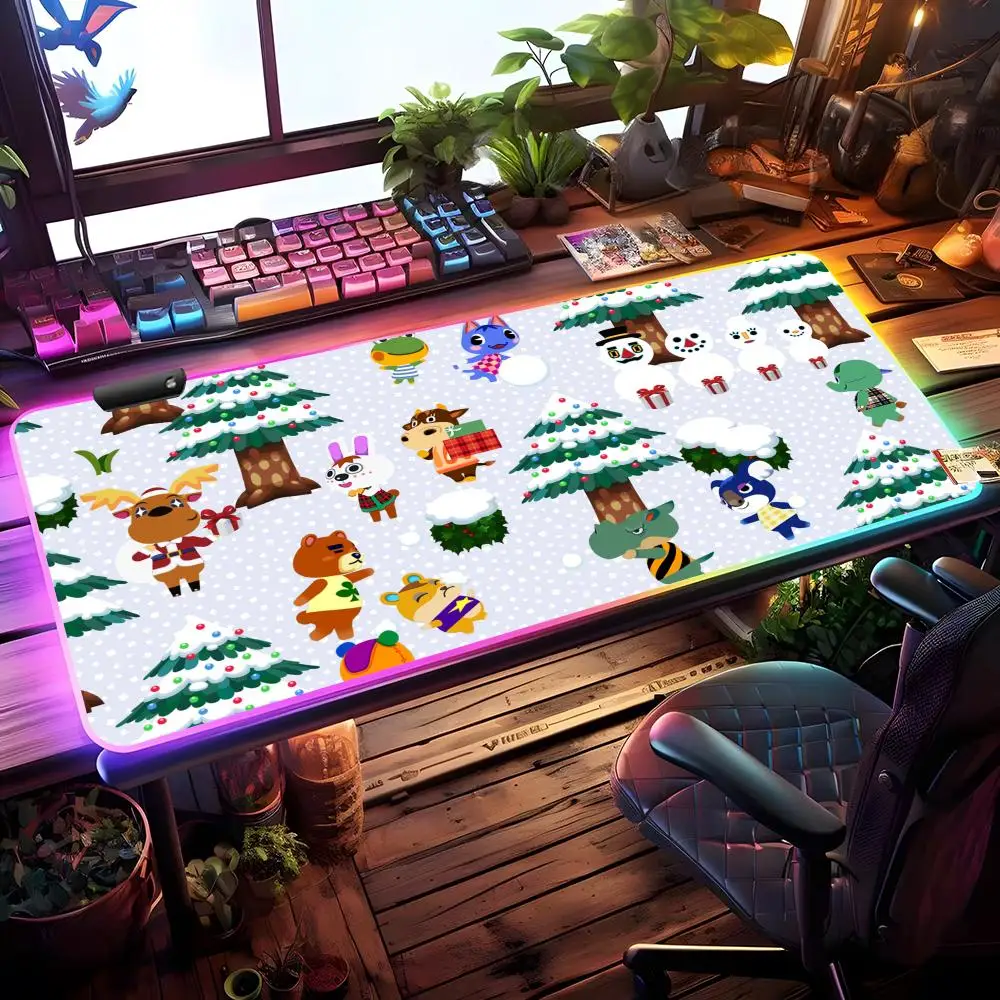 

A-AnimaL-ES C-CrossinG-G-S Mouse Pad RGB Gaming Mouse Pad Desk Mat HD Gamer Large LED Light XXL MousePads