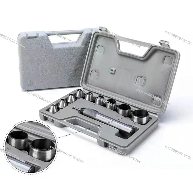 Professional 10pc Leather Punch Set - 5-32mm Heavy Duty Hole Punch Kit W/Interchangeable Tips for Belts & Crafts