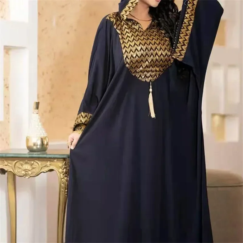 

African Muslim Kaftan Abaya Chiffon Dress Women Dubai Abayas Evening Gown Hooded Dress Plus Size Boubou Musulmane Djellaba Femme