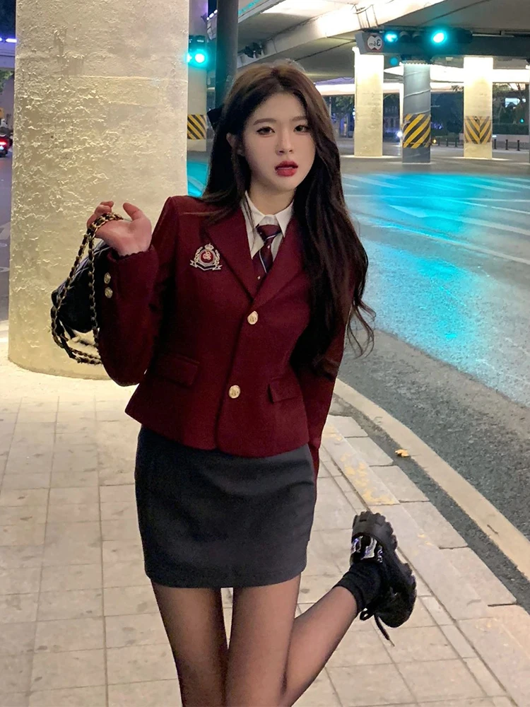 Coréen Sle automne femmes doux et Cool école orm irt costume ort jupe t-shirt pièce ensemble taille haute trajet Dr