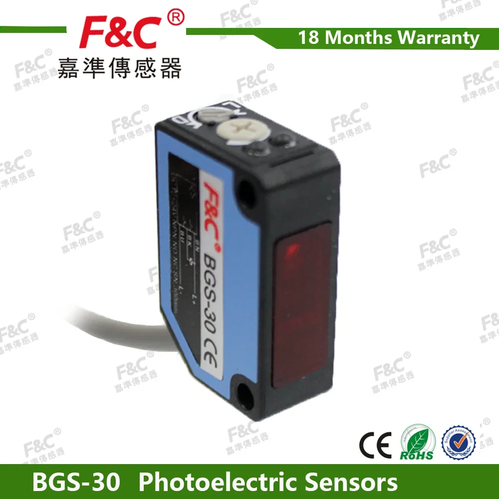 Bgs-S30n R2m NPN Background Suppression Sensor 2m M8 Connector Photoelectric Sensor