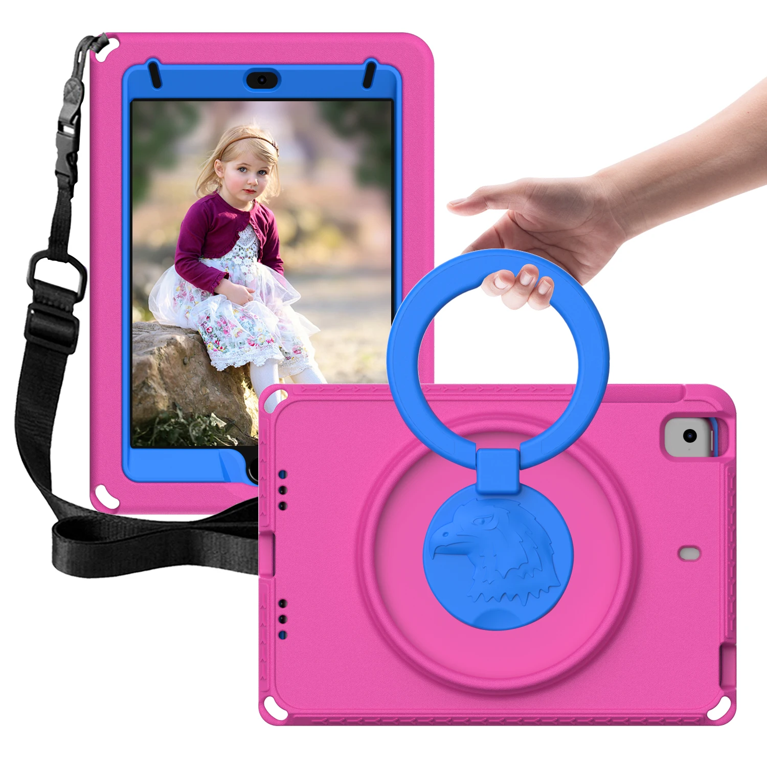 For iPad 11 11th A16 2025 10th 10.9 2022 Air 11 2024 2025 12 12th A18 2026 Kids EVA Shockproof Tablet Stand Cover with Strap