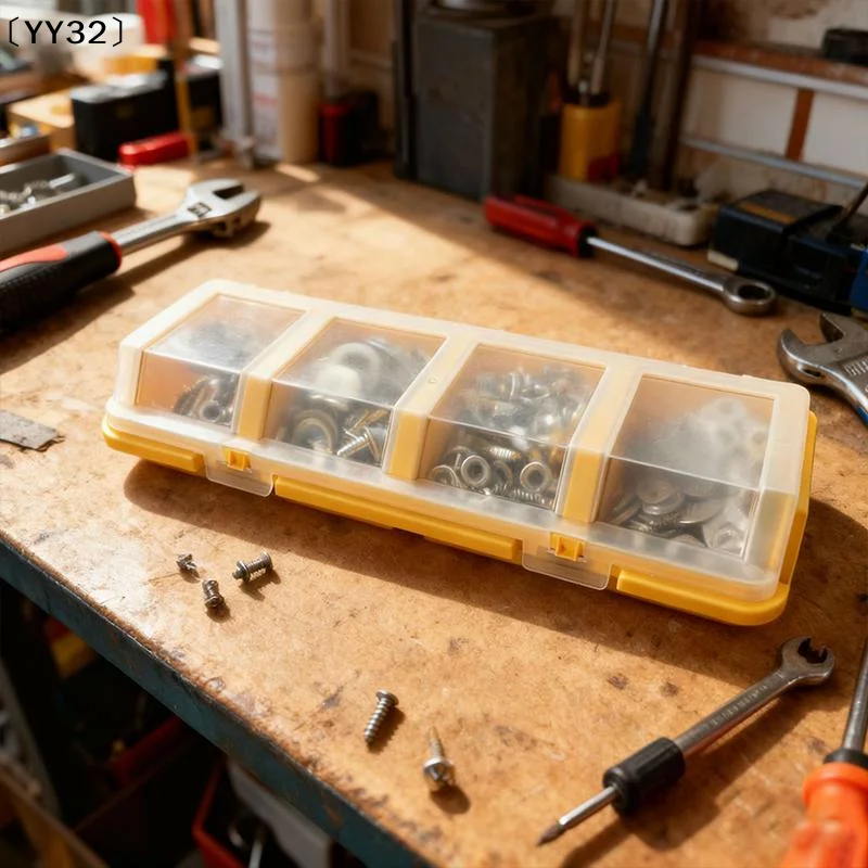 1Pcs Screw Organizer Box Display Parts Storage Box 4 Compartments With Lid Plastic Tool Part Container Bin〔YY32〕