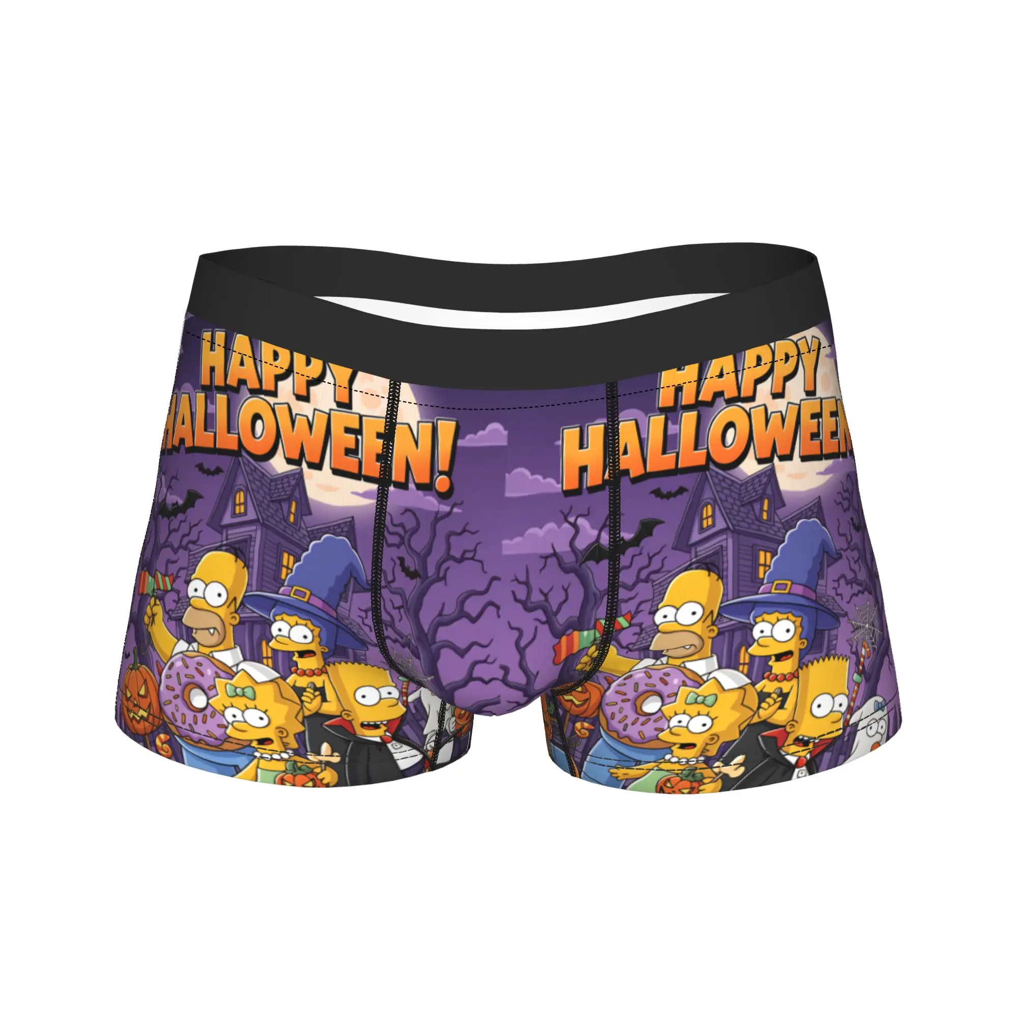 S-Simpsons Happy Halloween Family Haunted House Underwear Funny Underpants Shorts Briefs For Male Pouch Plus Size Boxer Shorts