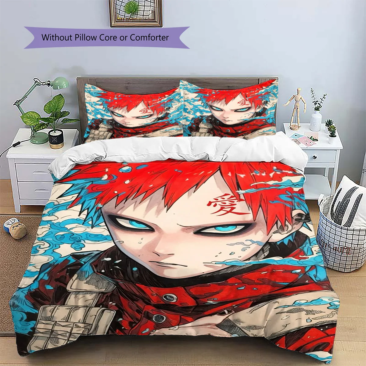Naruto Patterned Pillowcase & Duvet Cover Set Bedroom Hot Trend Bedding Decor Present.-TING