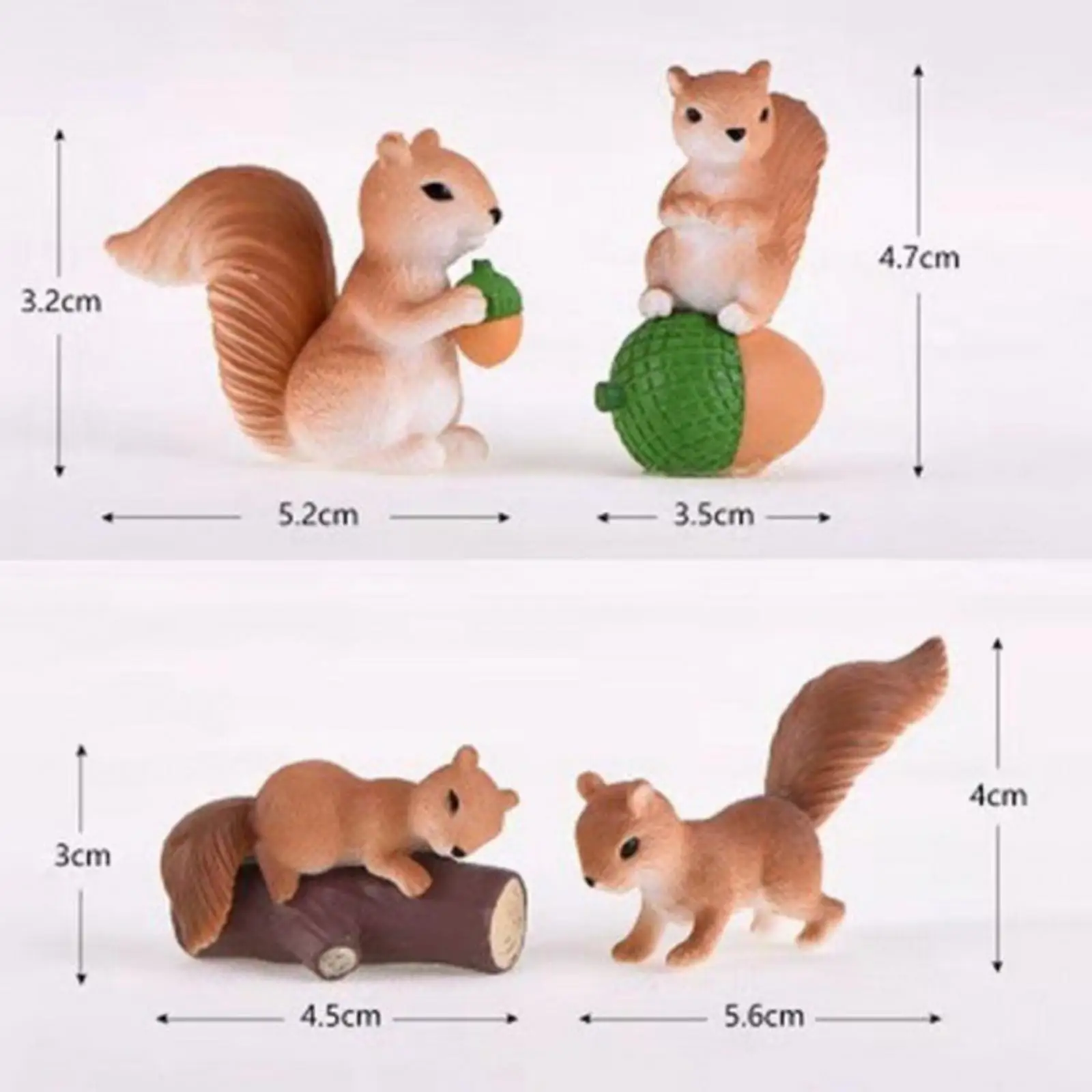 Plastic Squirrel Figurine Small Animal Character for Bonsai Craft Interior Decor Miniature Collection Gift Box