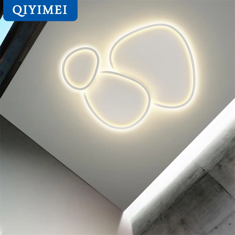 Moderne Led Lustre Lumières Éclairage Simple Pour Salon Chambre Salle D\'étude Blanc Noir NikLampes Luminaires Dimmable AC90-260V