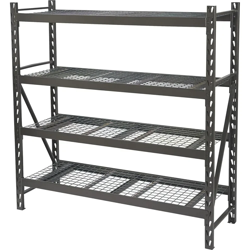 4-Tier Industrial Shelving Rack - 77in.W x 24in.D x 72in.H