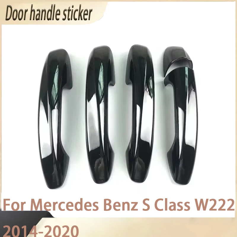 For Mercedes Benz S Class W222 2014-2020 Glossy Black Carbon Fiber LHD Car Door Handle Cover Styling Accessories Stickers
