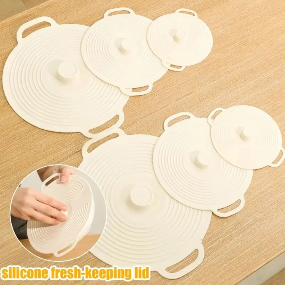 Dustproof Silicone Pot Lid Anti-spill Sealing Fresh-keeping Lid Splash-proof with Handle Oil Cover for Microwave Refrigerator