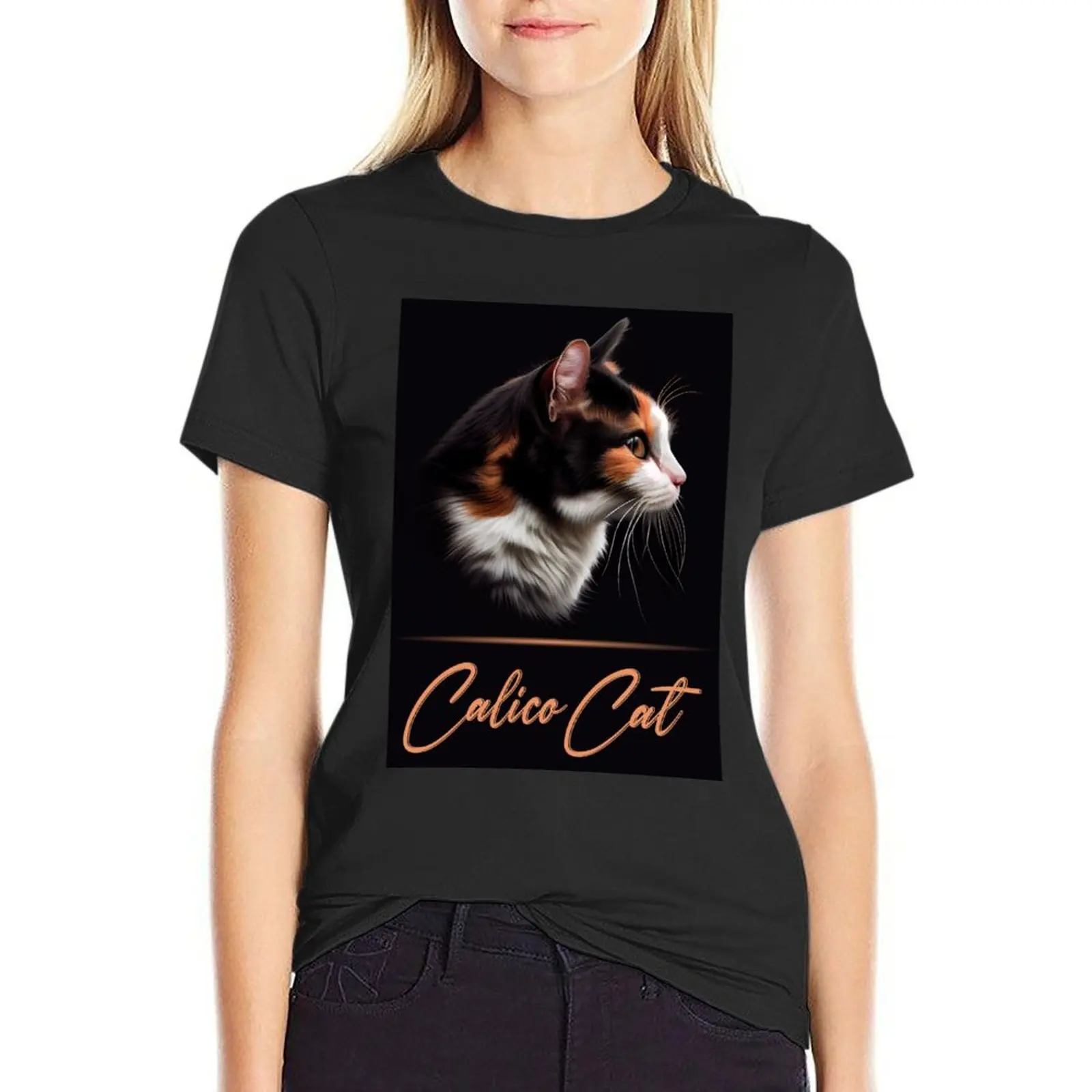 Adorable Calico Cat T-Shirt blacks sublime vintage Top Women