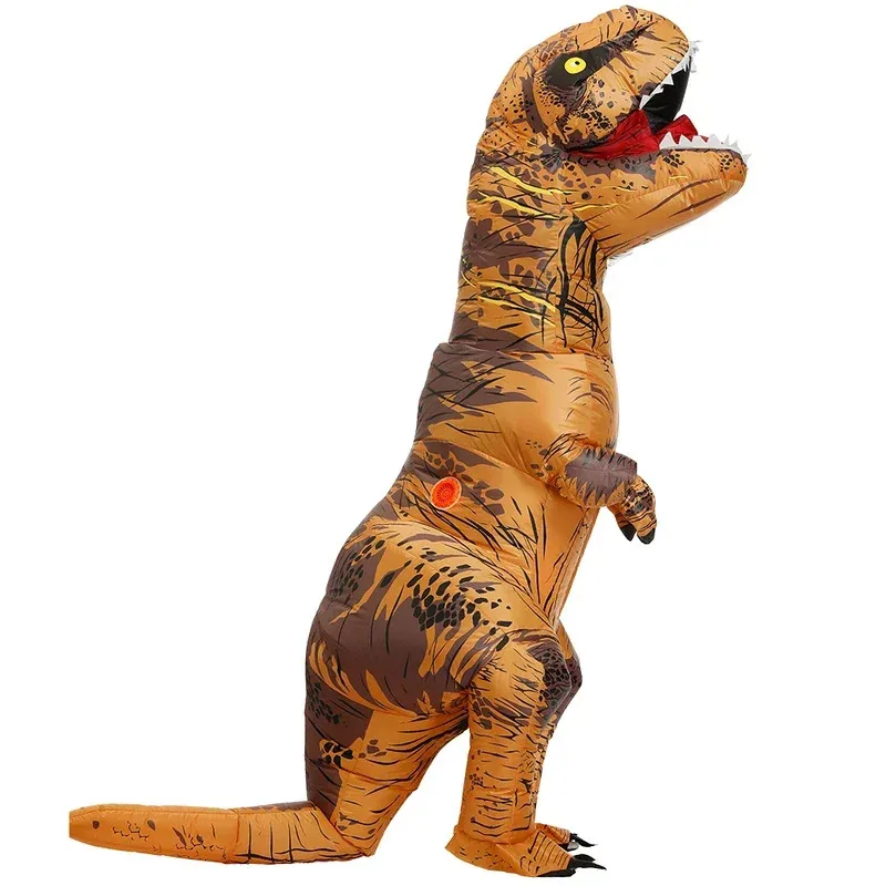 NewHot Gaun Setelan Dinosaurus Tiup T-rex Cosplay Pesta Hewan Setelan Karnaval Halloween untuk Pria Wanita Dewasa Anak-anak 2025