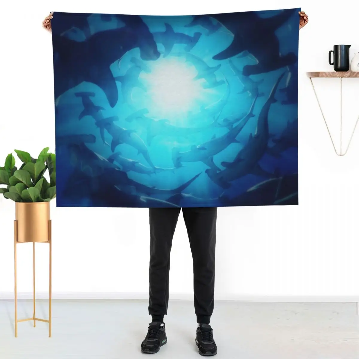 Shark school Throw Blanket Men's Soft Warm Throw Blanket for Couch