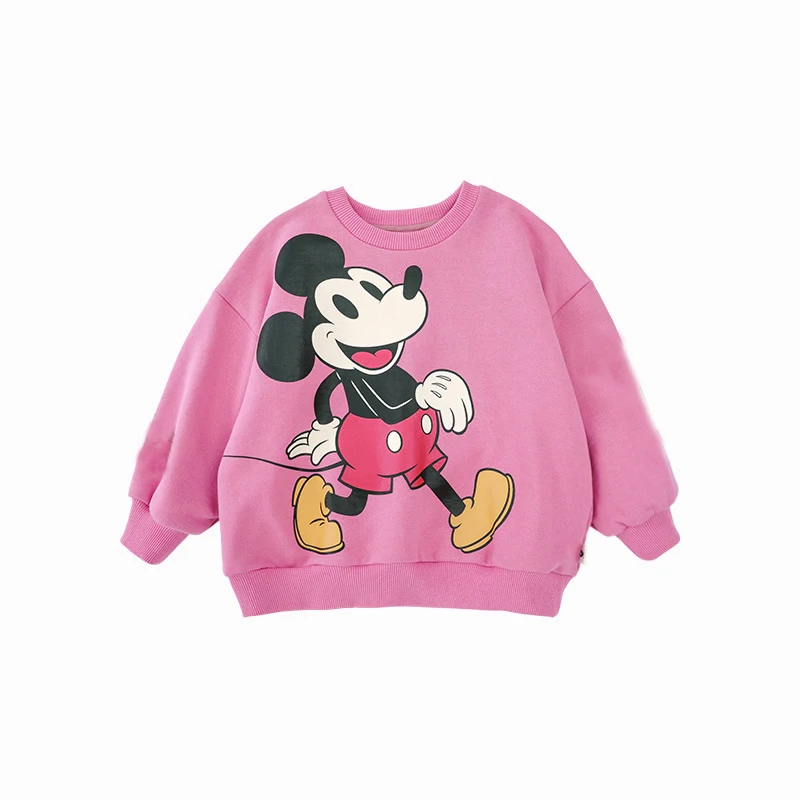 Children Clothes Disney Mickey Cartoon Sweatshirt Spring New Kids Long Sleeved Hoodies Crewneck Pullover Base Shirt Loose 1-4Y