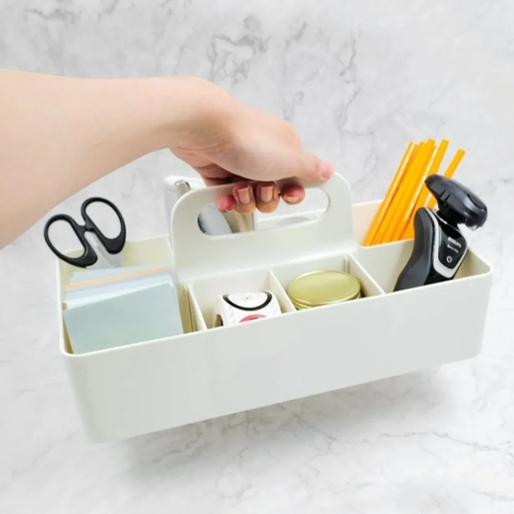 

Plastic Portable Storage Organizer Segmented Space Saving Handle Sectional Tray Container Storage Basket Multi-functional