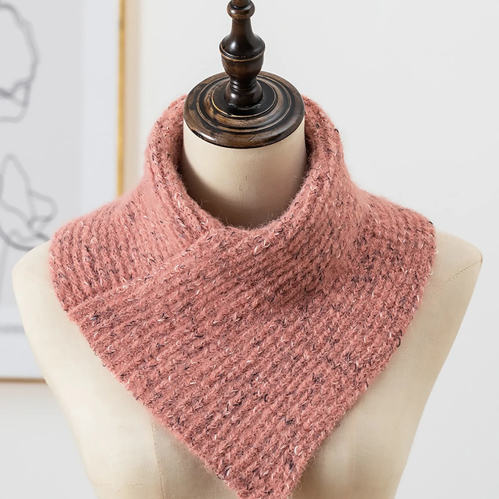 Women Winter Triangle Fake Collar Scarf Warm Knitted Neck Warmer Neckerchief Thicken warm Woolen Snood Scarf Unisex Muffler