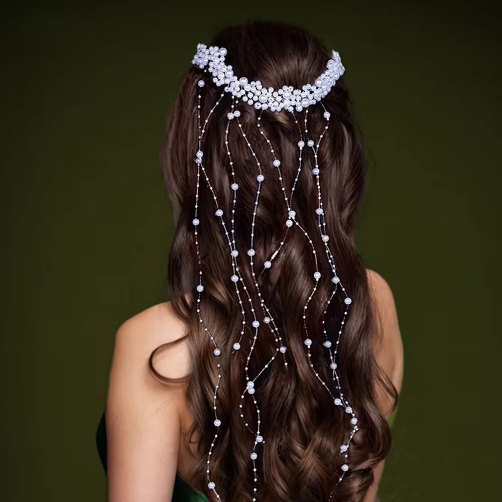 Sisir Rambut Wanita Hiasan Kepala Rumbai Manik-manik Panjang