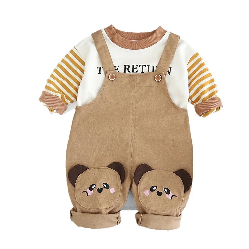 

New Spring Autumn Baby Girls Clothes Set Children Boys Long Sleeved T-Shirt Overalls 2Pcs/Sets Infant Clothing Kids Tracksuits