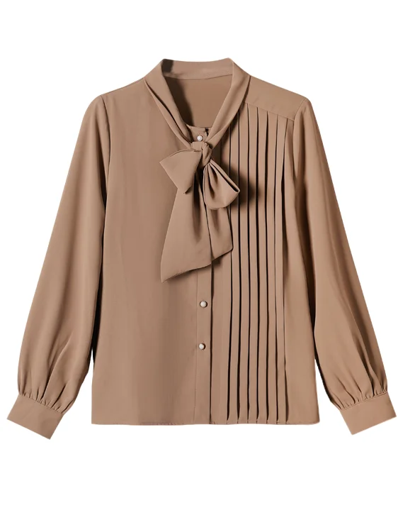 Inizio autunno 2025 Design Sensation Small ence Cravatta lunga da donna in chiffon Sve irt Ne Ele Camicetta da donna versatile