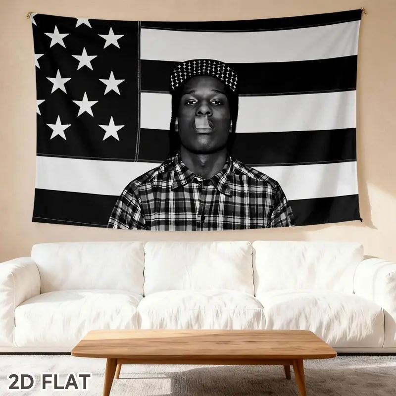 American Flag Hip-Hop Rap Tapestry, Street Punk Wall Hanging, Home Decor for Rap Fans in College Dorm Rooms and Bedrooms
