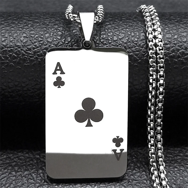 Punk Poker Pflaume Blüte eine Anhänger Halskette für Frauen/Männer Edelstahl Gold Farbe HipHop Spielkarte Kette Schmuck NZZZ130-2 – Detail 11