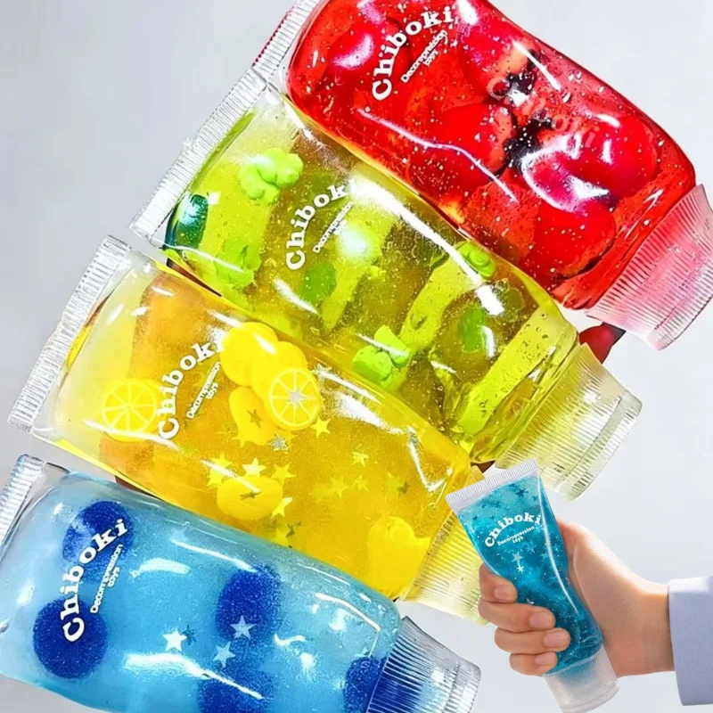 Fruit Filled Maltose Toothpaste Stress Relief Toy Clear Glossy Soft Squeezable Stress Relief Mud DIY Handmade Fidget Toy