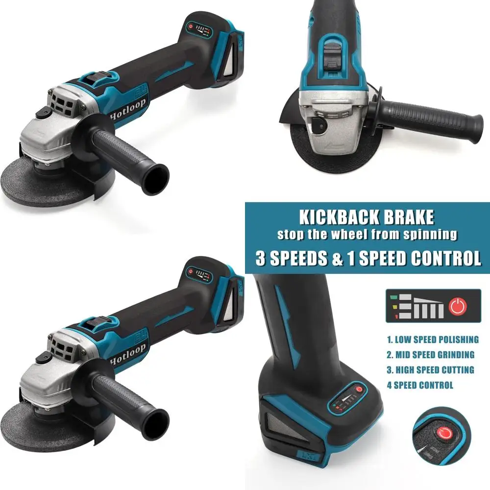 

Аккумуляторная угловая шлифмашина 18В с бесщеточным двигателем 7000 об/мин, 3 скоростями, диск 115 мм для резки, шлифовки, полировки (батарея не входит в комплект)