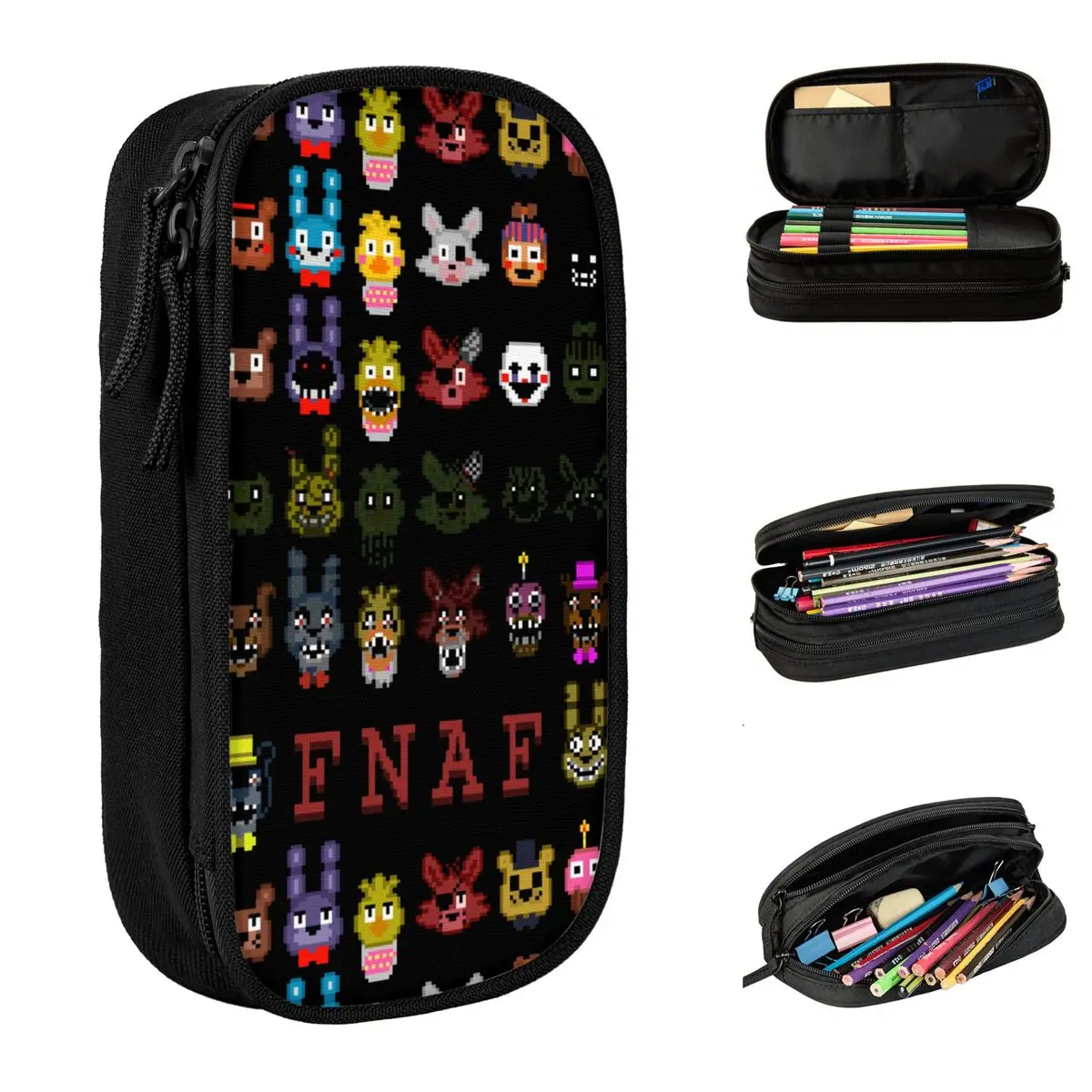 Pencil Cases Fnaf Chica Nightmare Game Pencil Box Pen for Student Big Capacity Bag Students School Gift Stationery