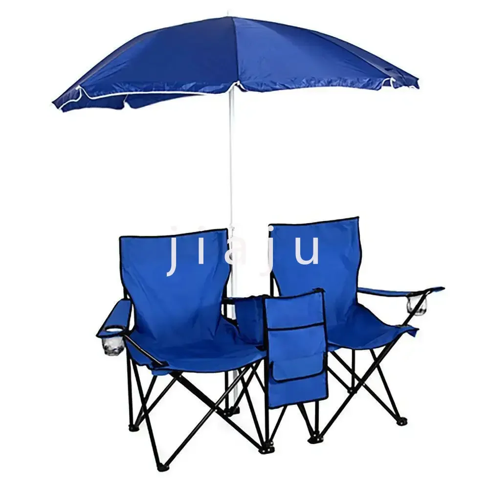 Foldable Picnic Beach Camping Double Chair+Umbrella Table Cooler Fishing Fold Up