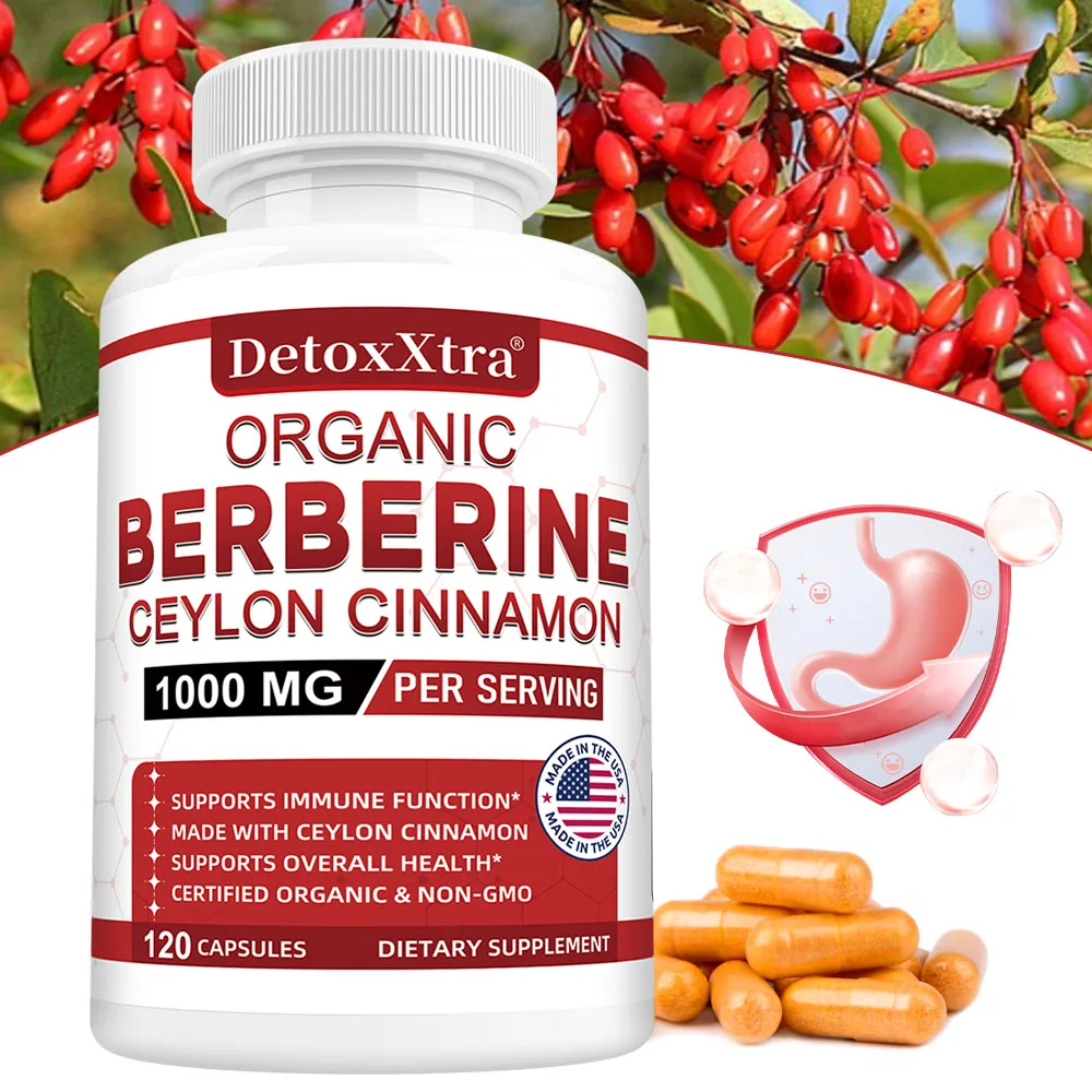 Berberine with Ceylon Cinnamon - Boosts Immunity, Promotes Digestive Health, Improves Bodily Functions, Increases Energy Levels