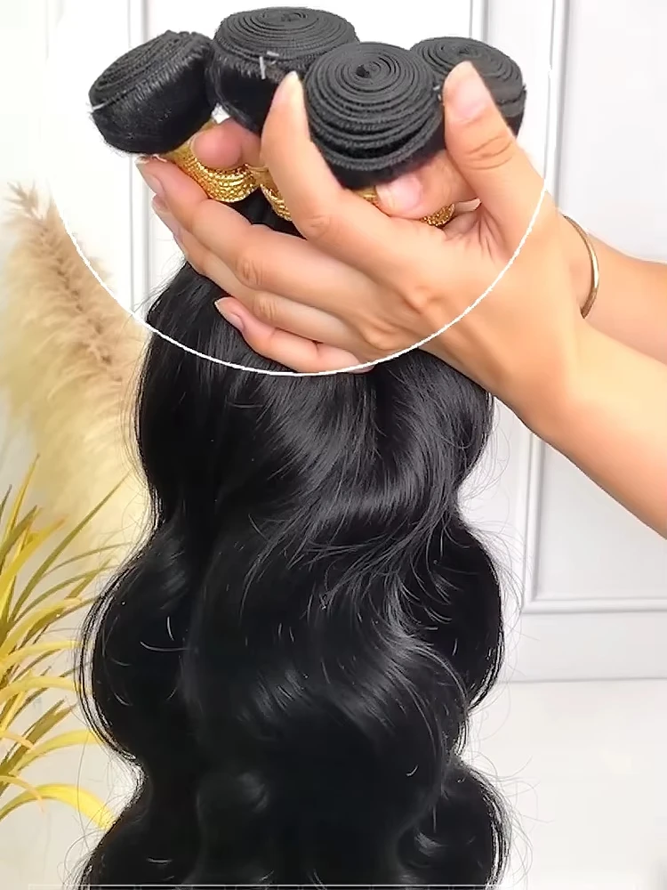 Fasci di capelli umani al 100% dell'onda del corpo da 42 pollici Fasci di onde d'acqua naturali vergini grezze Remy Doppia trama Estensione non trattata dei capelli neri
