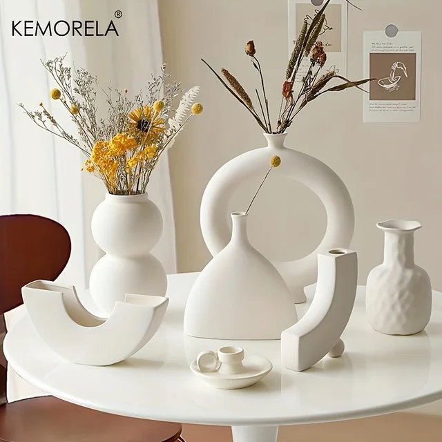 Nordic Ceramiczny Wazon Okrągły Wydrążony Pączki Doniczka Dom Salon Dekoracja Akcesoria Wnętrze Biuro Biurko Dekoracja Prezent