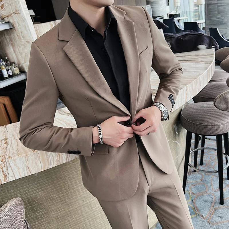 155 Suit slim trend two piece suit men business casual groom best man suit set