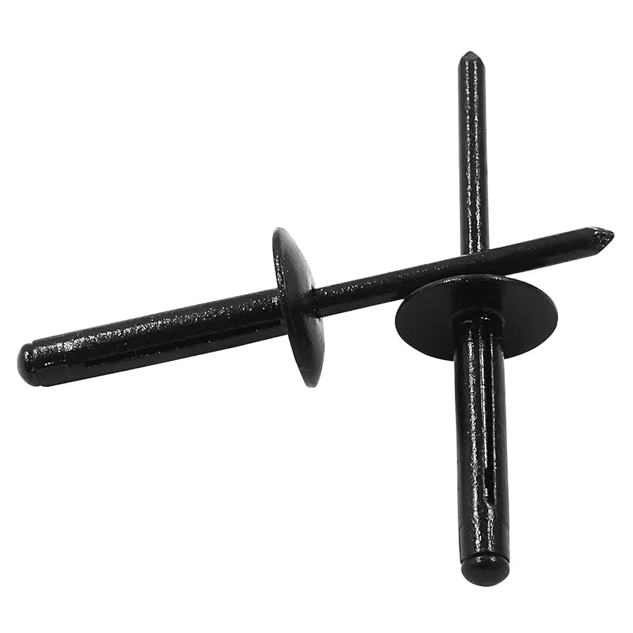 50 pezzi completamente in alluminio verniciato nero tri-fold esplosione rivetti pop flangia grande blub rivetto cieco interni auto condizionatore d'aria