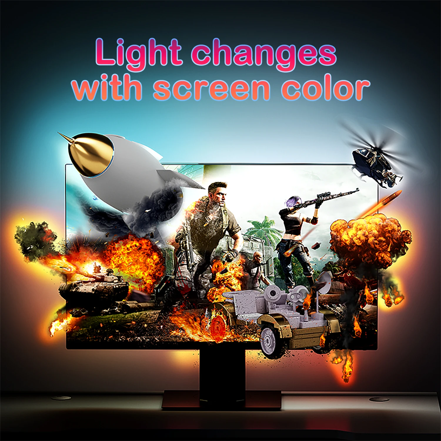 Imagem -03 - Computador Sync Gaming Lights Strip Monitor Rgb Screen Color Led Backlight Controle Inteligente Sala de Jogos Decoração Atmosfera