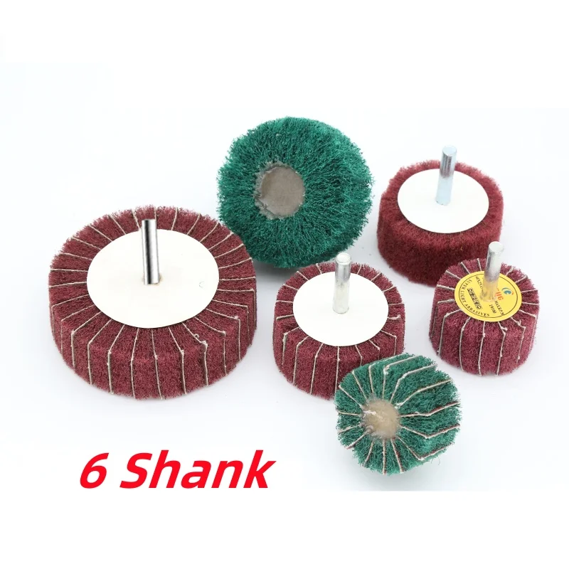 

6mm Shank Non-woven Flap Sanding Wheel 25/30/40/50/60/80mm Scouring Pad Grinding Head Polishing Grinding Head For Metal