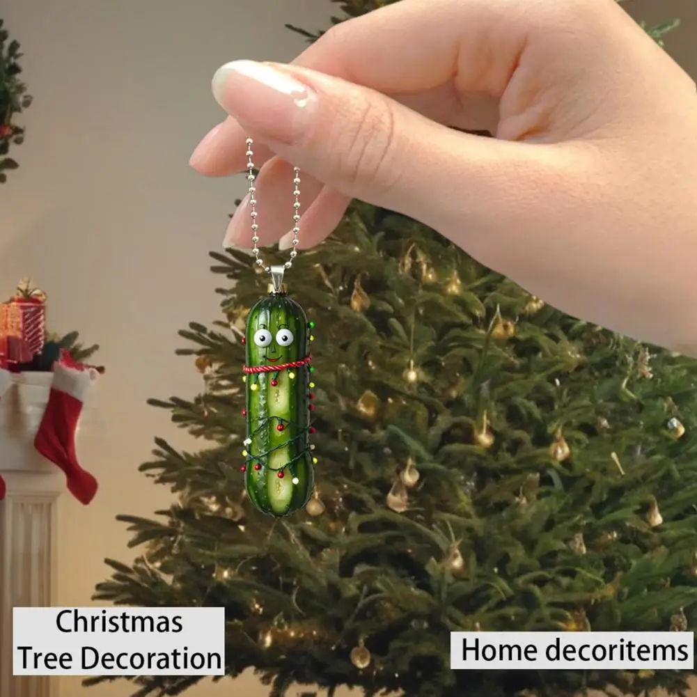 Christmas Pickle Hanging Ornaments Acrylic Xmas Tree Pendant 2D Flat Green Cucumber Decoration for Tree Window Door Car Decor