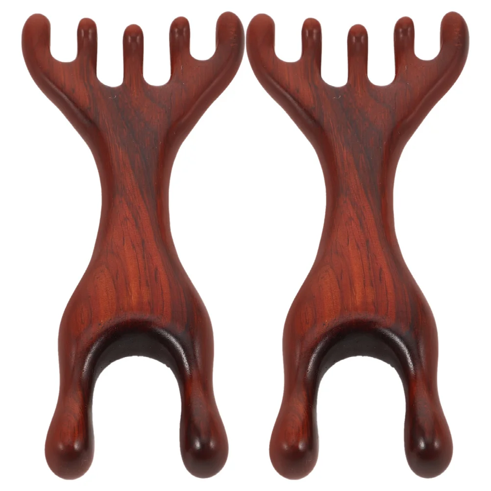 

2 шт. деревянных массажных гребней для кожи головы и стоп, эргономичный дизайн с шестью зубцами, длинная ручка, ручной массажер для рефлексотерапии и расслабления мышц