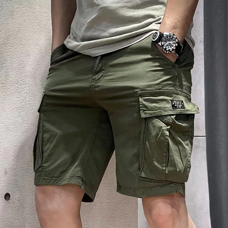 Men's Outdoor Workwear Short Pants Summer Pure Cotton Breathable Five-Quarter Casual Straight Leg Cool Feeling Shorts