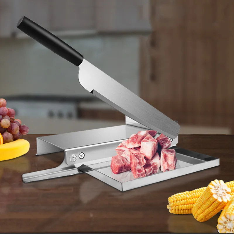 

Home Kitchen Frozen Meat Slicer Manual Stainless Steel Lamb Beef Cutter Slicing Machine Automatic Meat Delivery Nonslip Handle