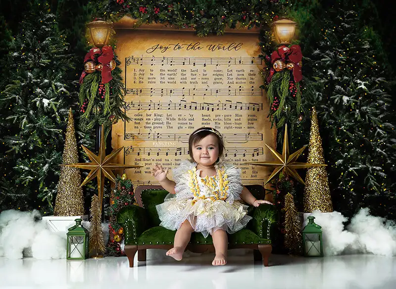 Christmas Musical Score Photography Backdrop Kids Baby Cake Smash Photocall Decors  Child Adult Birthday Photo Shoot Backgrounds