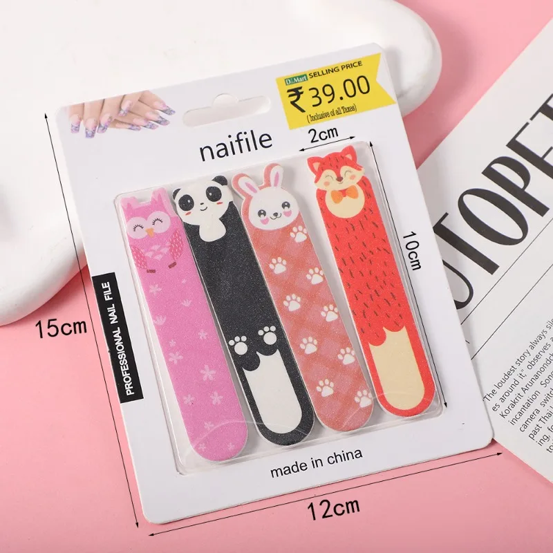 Animal Cartoon Little Monster Mini Portable Mini Nail File Single Sided Sponge Easy To Use Nail Rubbing Tool Accessories