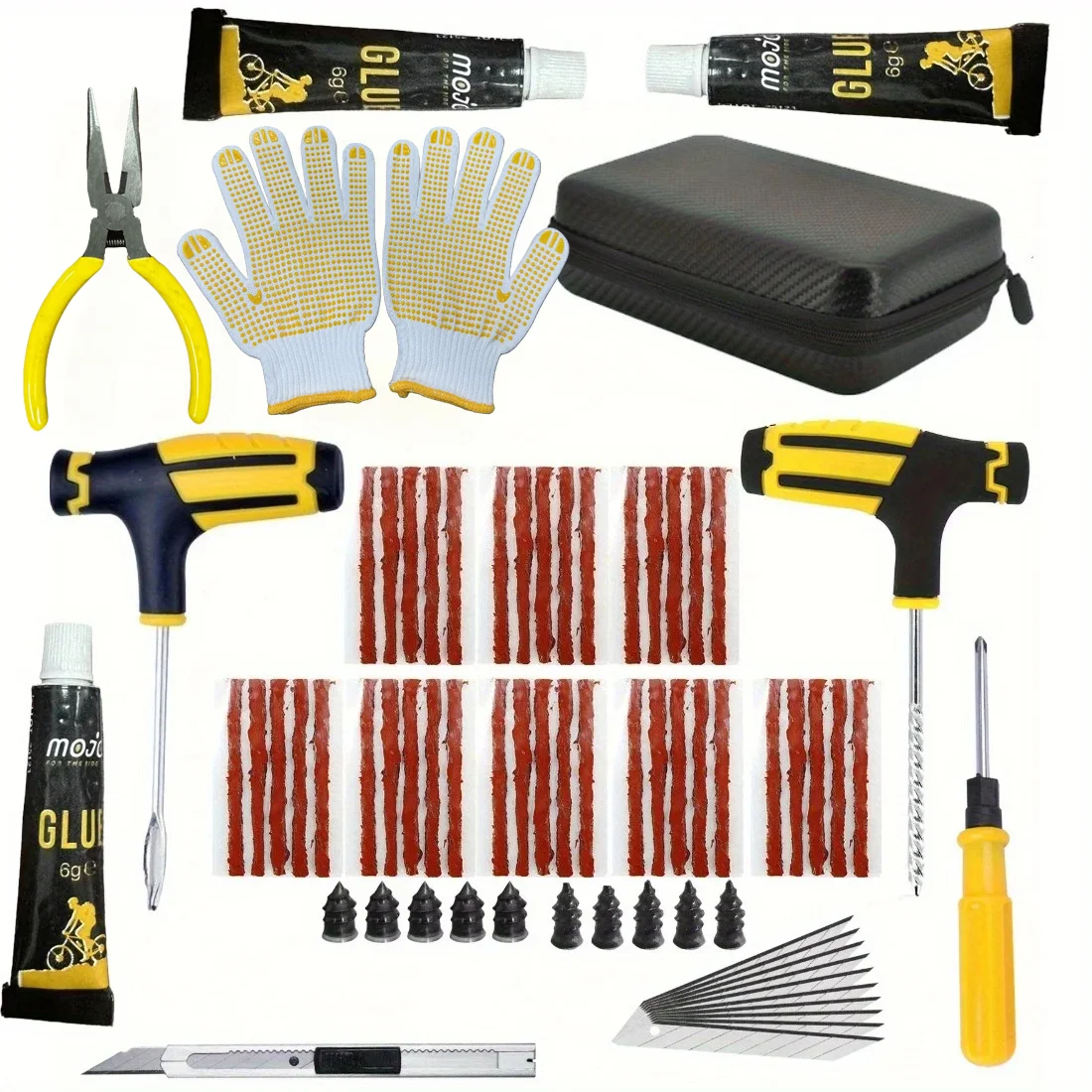 Reparatieset voor noodbanden - Snelle bevestiging van zware lijm en rubberen strips voor lekke banden in de auto's/vrachtwagens/campers, veiligheid onderweg