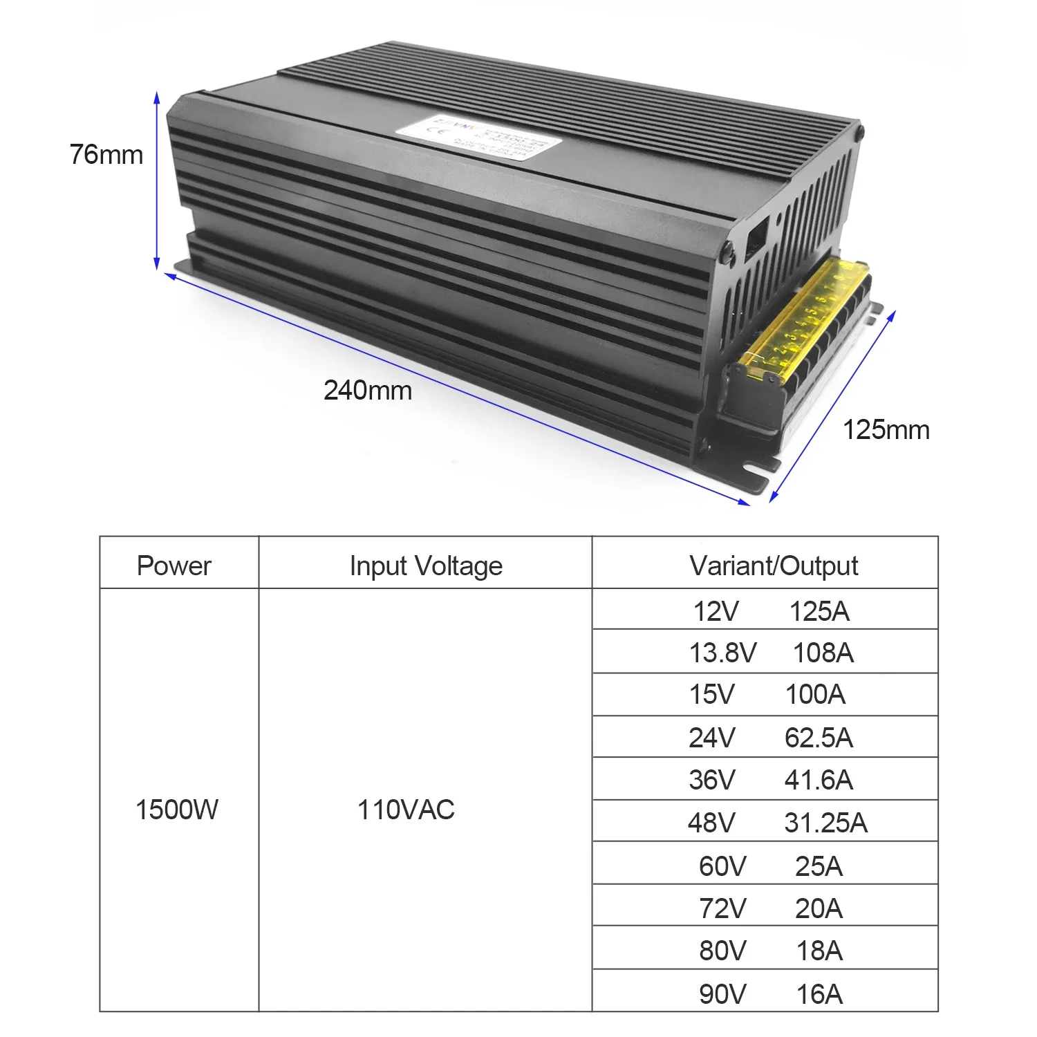 ZJIVNV 1500W 24V 62.5A Switching Power Supply Attractive Price AC DC Adapter from China Top Sale Excellent Home Office Use