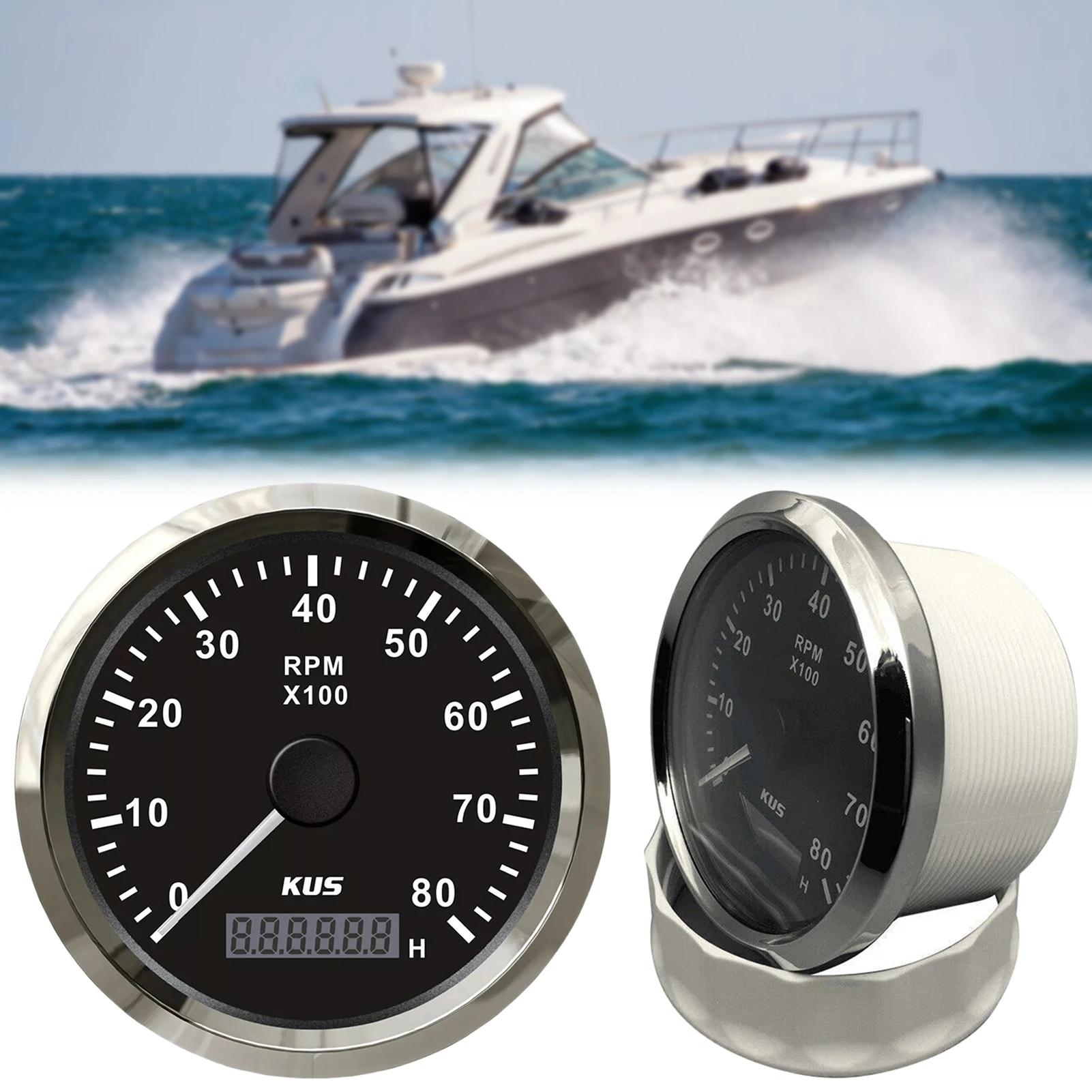 

85mm Waterproof Tachometer Tacho Gauge 8000rpm With Backlight,Professional Car Marine Tachometer For Auto Car Boat