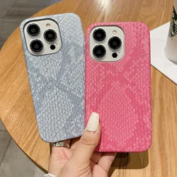 Luxury Chic Snake Texture Leather Silicone Soft Phone Case For Iphone 14 11 12 13  15 Pro MAX Plus X XS XR 7 8 Plus SE Cover