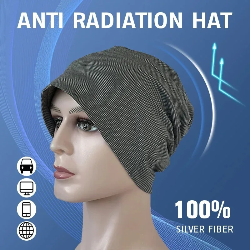 Full Silver Fiber Anti Radiation Hat Wifi 5G Protection Anti-electromagnetic Radiation Hat Far Infrared Anion Hat