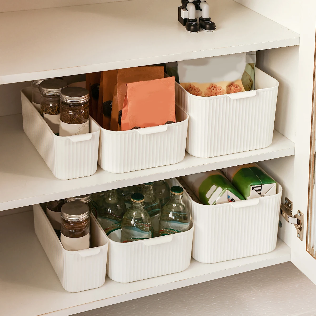 WORTHBUY Cabinet Plastic Storage Box Kitchen Organizer Box Cupboard Desktop Storage Basket Seasoning Bottle Snack Storage Case