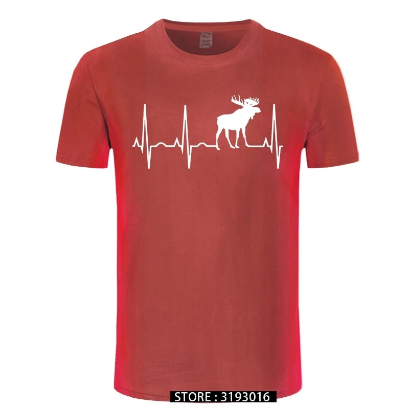 Moose Heartbeat Shirt For Moose Lovers Moose T Shirt Summer Men's Short Sleeve T-Shirt Funny Tees Cotton Tops T Shirt image 4