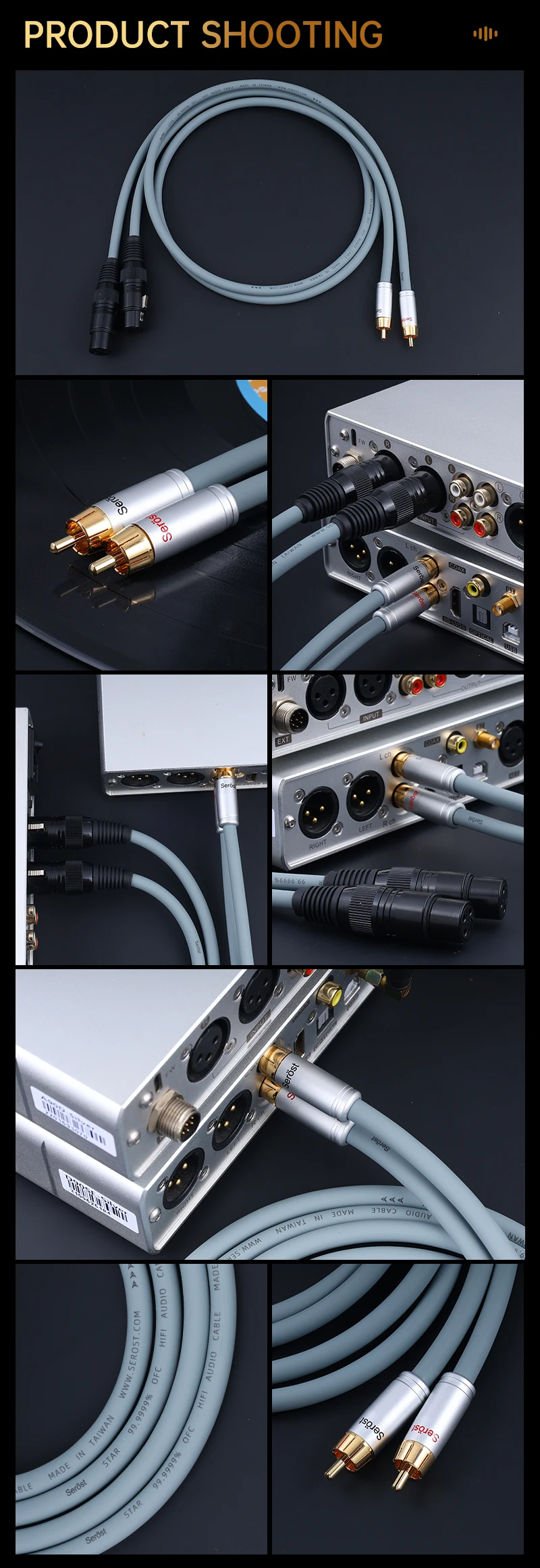 Serost Star HiFi OFC Audiokabel aus sauerstofffreiem Kupfer, RCA-zu-XLR-Adapter für CD, DAC, DSP, Verstärker, Lautsprecher, Balance-Kabel – Detail 9
